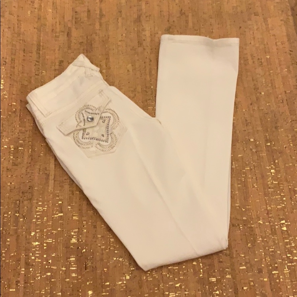 LEI Lowrise Ashley Slim BootCut White Denim, Sz 1
